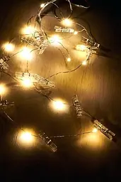 Світлодіодна гірлянда Sun Lamp з прищіпками для фото 20 led Warm White 3 м на батарейках - мініатюра 2