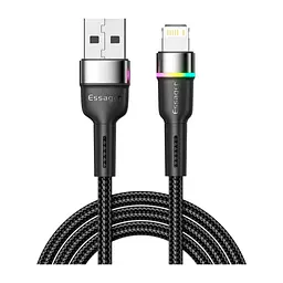 Дата кабель USB 2.0 AM to Lightning 2.0m 2.4A LED black Essager (EXCL-XCDA01)
