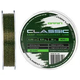 Волосінь Brain Classic Carp Line 3D (ca мo) 300 м 0.25 мм 15 lb 6.6 кг