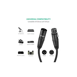 Кабель мультимедійний XLR M to XLR F 2.0m AV130 black Ugreen (20710) - мініатюра 6