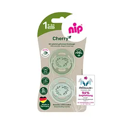Пустушка латексна кругла для дітей 0–6 місяців NIP Cherry арт. 91032-51 2 шт. зелений/світло-зелений