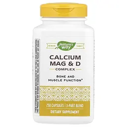 Кальцій, магній та вітамін D Nature's Way Calcium Mag & D, 250 капсул для підтримки кісток, зубів та м'язів