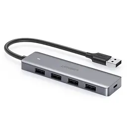 USB-Хаб Ugreen USB Hub 4-port 15см USB 3.0 Активний, Metal Plated Shell, Ultra Slim CM219 Сирий (50985)