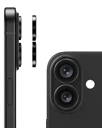 Захисне скло DK для Apple iPhone 16 на камеру Lens Metal Ring Eagle Eye 018465 black 2 шт. - мініатюра 4