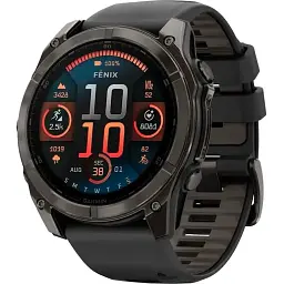 Смарт-годинник Garmin Fenix 8 47mm AMOLED Sapphire Carbon Gray DLC Titanium with Black Silicone Band (010-02904-29) EU