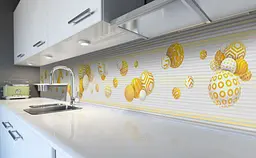 Кухонний фартух 3Д Кулі в узорах сфери ПВХ 60х200 см самоклеючий Геометрія Жовтий Happy Pocket Z184030 - мініатюра 5