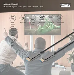 Гібридний оптоволоконний Кабель DIGITUS HDMI 2.0 4K AOC 30m Black - мініатюра 5
