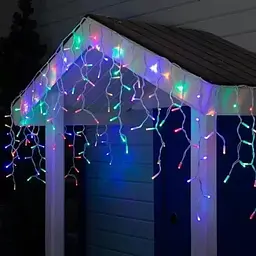 Новорічна святкова гірлянда бахрома 120 Led прозорий провід 3х0.5 м різнокольоровий
