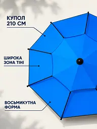 Пляжна туристична парасоля 210 см синя швидкозбірна з чохлом для моря, риболовлі та кемпінгу (49676249) - мініатюра 5