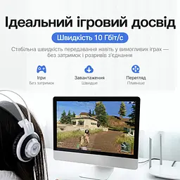 Плоский мережевий патч-корд Cat.7 Vention 10 м розмір плоского кабелю 2,5 × 8,2 мм Ethernet-кабель RJ45 8P8C з обох кінців швидкість передавання даних до 10 Гбіт/с екранування алюмінієвою фольгою смуга пропускання 600 МГц чорний із фіолетовими та золотистими акцентами (ICABL) - мініатюра 10