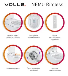 Унітаз підвісний з функцією биде і електронним управлінням Vole Nemo Rimless з сидінням Soft Close 13-17-777, Білий - мініатюра 2