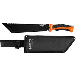 Neo Tools 63-117 Мачете Full Tang, 40см, лезо 25.5см, 3Cr13, ручка ABS+TPR, пила на обусі, нейлоновий чохол