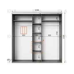 Шафа-купе Idea серія 6 210 x 60 x 210 см Венге темний - мініатюра 2