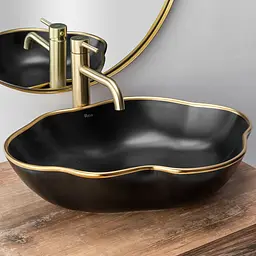 Змішувач для умивальника Rea Lungo L.gold mat T золотий високий REA-B4526, Золотий - мініатюра 5