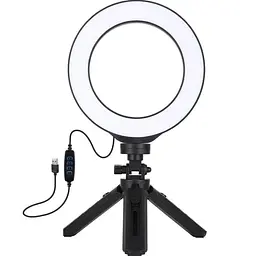 Кільцева USB LED лампа Puluz PKT3059B 6.2"+ настільний штатив