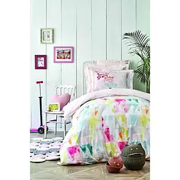 Комплект постільної білизни Karaca Home Colirido pembe Підлітковий Рожевий 000164668