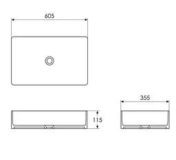 Умивальник накладний Imprese Black Edge 60,5x35,5x11,5 см білий/чорний i11099, Білий - мініатюра 4