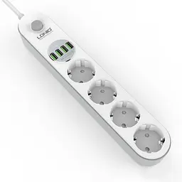 Віддалений рушій LDNIO SE4432 на 4 розетки 4 USB 2м Білий