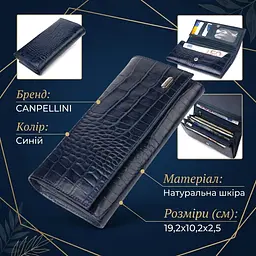 Надійний жіночий гаманець із монетницею із натуральної фактурної шкіри Canpellini 21531 синій - мініатюра 3