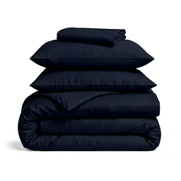 Двоспальна постільна білизна з простирадлом на резинці MIDNIGHT BLUE COSAS (4822052389683)