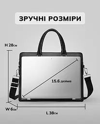 Шкіряна чоловіча ділова сумка-портфель чорна Tiding Bag 30987 38 см - мініатюра 4