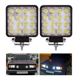Додаткова LED фара 48W (3W x 16) 10-30V 110x110x72mm Ближній (29-48W) 1 шт. (2964) - мініатюра 2