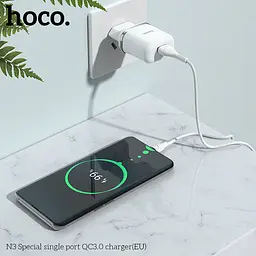 Адаптер живлення HOCO N3 Special FCP AFC 1 USB 18W QC 3.0 (Safety Certified) білий - мініатюра 6