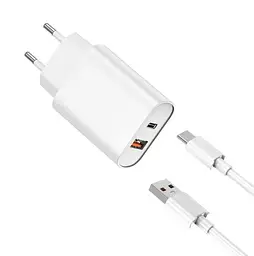 Мережевий зарядний пристрій Wiwu Wi-U002 PD QC charger set with EU plug USB to Type C Білий
