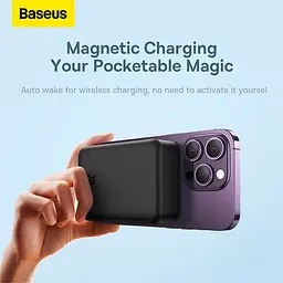 Зовнішній аккумулятор Baseus Magnetic Mini Wireless Power Bank 20000mAh PPCX150001 чорний - мініатюра 7