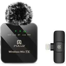 Бездротовий петличний мікрофон PULUZ для iPhone / iPad 8-контактний приймач (чорний) (PU645B)