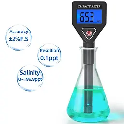 Солемір для води (tds метр) професійний KKMOON Salinity-98305, вимірювач солоності води (100661) - мініатюра 4