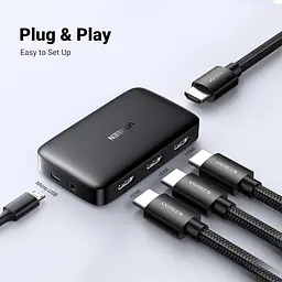 HDMI-перемикач UGREEN 3-в-1 4K 30Hz з пультом для ТВ, ПК і консолей - мініатюра 3