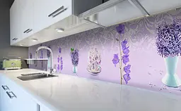 Кухонний фартух Дзвіночки вінілова наклейка для кухні ПВХ польові Квіти Фіолетовий 60х200 см Happy Pocket Z181306 - мініатюра 6