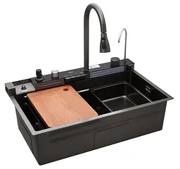 Кухонна мийка Kroner KRP Schwarze - SET7546ARTHM PVD (3.0/0.8 мм) (CV033375)