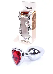 Анальна пробка з кристалом Jewellery Silver Heart Plug 7х2.7 см (червоний) - мініатюра 2