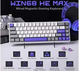 Клавіатура ігрова механічна AULA WIN-68 HE Max White-Blue Magnetic switch ENG/UKR - мініатюра 6