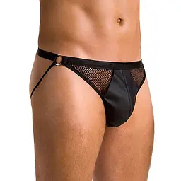 Чоловічі відкриті сліпи Passion 034 OPEN LUKE S/M Black, екошкіра - мініатюра 1