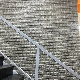 Самоклеюча декоративна 3D панель 3D Loft під цеглу срібло 700x770x7мм - мініатюра 2