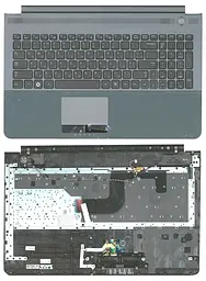 Клавіатура для ноутбука Samsung (RC520) Чорна, (Сіра верхня частина) - мініатюра 3