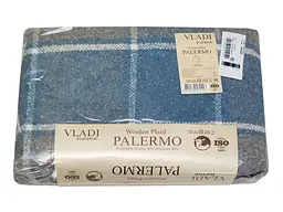 Плед Vladi шерстяной Палермо №7 Sofa бело-дым-серый.голубой 140*200 полуторный