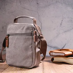 Мужская сумка из плотного текстиля суперккомпактная Vintage 15х20х8 см sum0021435 - миниатюра 9