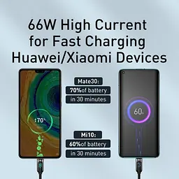 Кабель Baseus Display Fast Charging Cable USB to Type-C 66W 1m CASX020001 Black - мініатюра 6