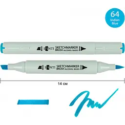 Набір спиртових маркерів Santi Brush SA-64 індійський синій 6 шт. (390987) - мініатюра 2