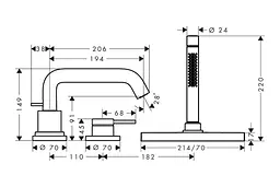Змішувач на борт ванни Hansgrohe Tecturis S brushed bronze 73447140 - мініатюра 3