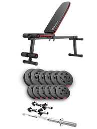 Набір Hop-Sport Premium 38кг з лавою HS-1010 Pro, штангою та гантелями