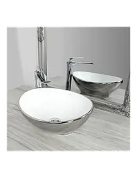 Умивальник Rea Sofia silver/white накладний REA-U0420, Хром - мініатюра 3