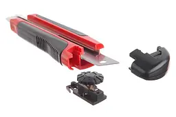 Ніж сегментний будівельний висувний Intertool 18 мм гвинтовий прогумований HT-0503 - мініатюра 4