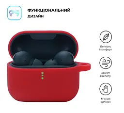 Силіконовий чохол для навушників Xiaomi QCY T10 Pro/T10, Hang Case, червоний, ультратонкий захисний кейс товщиною 2 мм, захист від подряпин, пилу та ударів, компактний, з карабіном для кріплення, ArmorStandart (ARM68427) - мініатюра 2