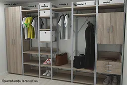 Шафа Гардероб Уні секція 1 серії Конект Ferrum-decor 220x60x50см Сірий метал ДСП Дуб Сонома Трюфель 32 мм (FRD-104506) - мініатюра 3
