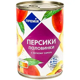 Персики Премія половинками в легкому сиропі, 420 г (780863)